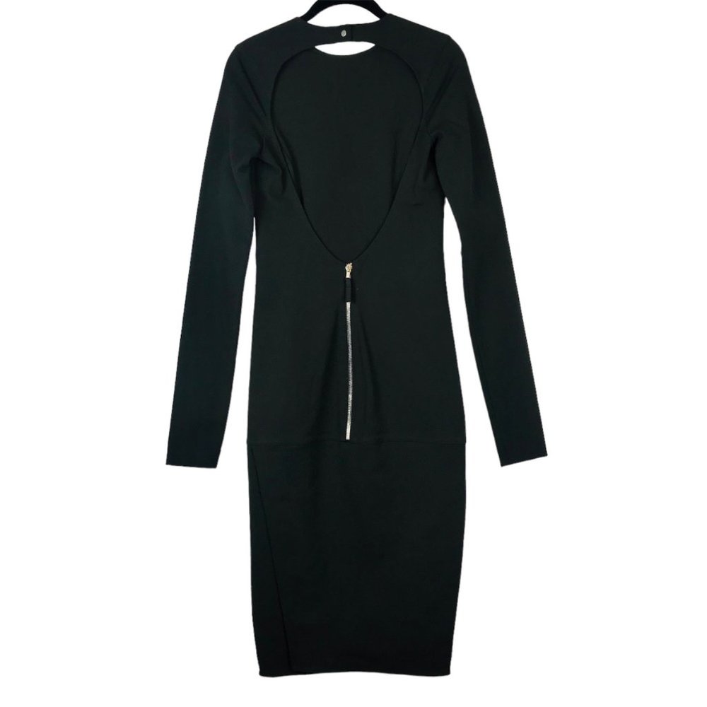 RICK OWENS Long Sleeve Bodycon Midi Cut Out Back Black Stretch Dress Size 6 - Picture 5 of 15
